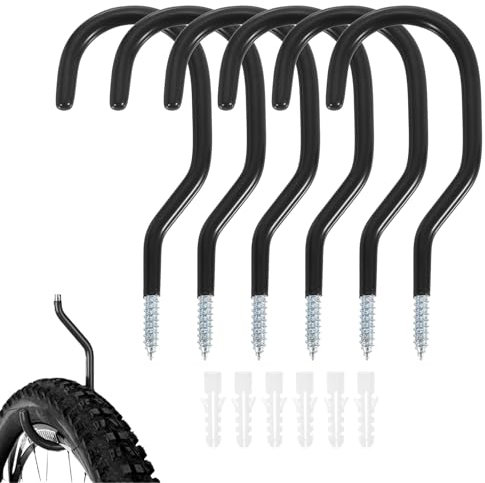 Cerioll 6 Pezzi Ganci Portabici da Muro,Supporti Gommati per Bici,Bicicletta Ganci Portabici da Muro,Supporti Biciclette da Parete,Riporre Scale,Attrezzature Sportive