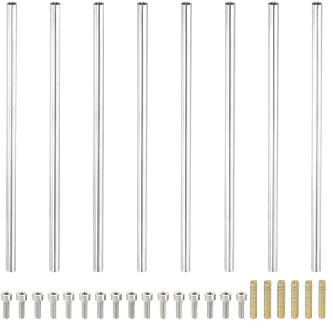 PATIKIL 140mm (5,5) Runde Hülsenmutter Kupplungsmuttern-Set, M4 Gewindehülse Stangen-Hardware mit vollständigem Gewindestab-Buchsen-Schrauben für Lampenmodell-Möbel-DIY-Reparaturteil
