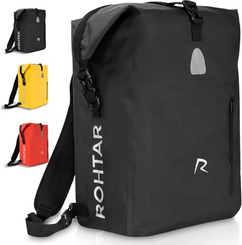 LOFERMA Fahrradtasche 18L – wasserdichte Gepäckträgertasche & Rucksack zum Umhängen | Ideal für Pendler, Touren & Alltag | Reflektierende Details & Robuste Verarbeitung (Schwarz)