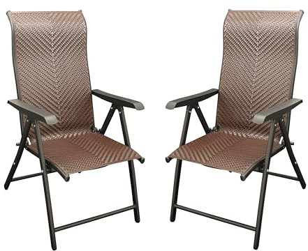 DEGAMO 2X Klappsessel Gartensessel Antibes Hochlehner, Metall und Polyrattan braun, 7-Fach verstellbar, faltbar, Outdoor