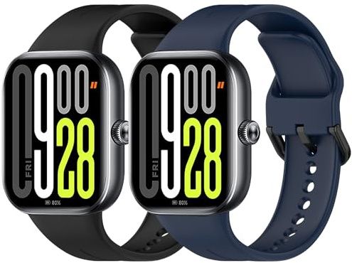 2 Cinturini Compatibili con Redmi Watch 6/5/4, Miband 10 Pro/9Pro/8 Pro | Cinturino in Silicone, Bracciali di Ricambio, Sportivo Bracciale (Non per Redmi Watch 5 Lite/Active)