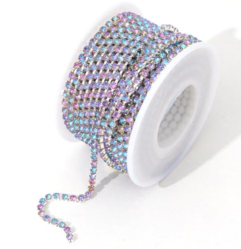 Catena con strass di cristallo SS12, lunghezza 9,1 m, 3 mm, per cucito, scarpe, vestiti, tazze, gioielli fai da te, artigianato, bouquet da sposa, colore: argento