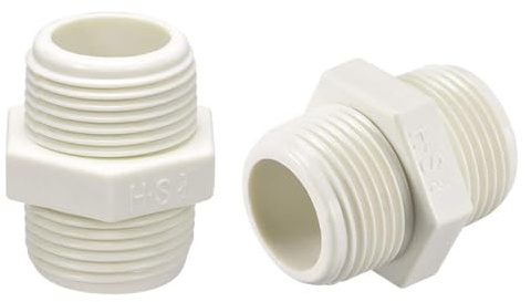 TA-VIGOR 5Pcs G3/4 x G3/4 Male Thread Hex Nipple PVC Pipe Fittings, Plumbing Adapter Connectors for Water Pipe Joint and Threaded Pipework Connections