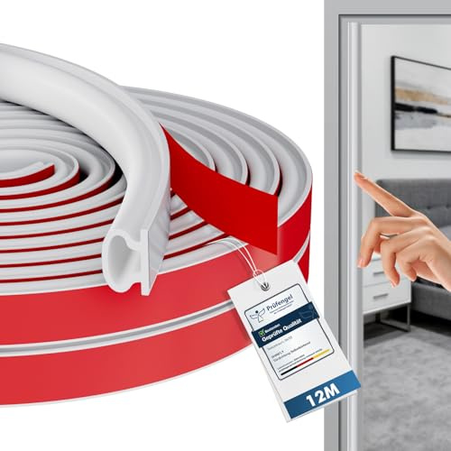 shinfly Türdichtung Selbstklebend 12m, Dichtungsband für Tür & Fenster, Türabdichtung Gummi, Fensterdichtung, Türrahmen Dichtung, Zugluftstopper & Schalldämmung, Weiß