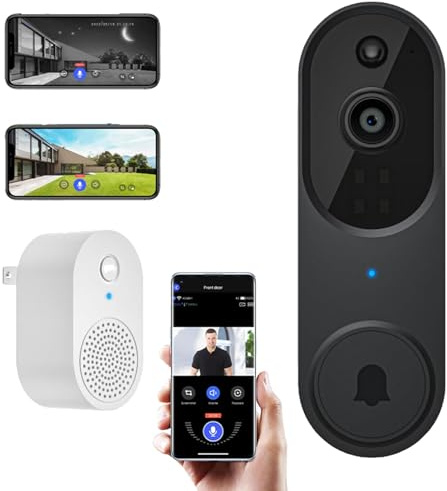 Safedoorbell-The Smarter Way to Protect Your Home, Safedoorbell Camera Wireless, 1080p Smart Wireless Video Doorbell Camera Chime, Ai Motion Detection, Night Vision, Two-Way Audio(Black)