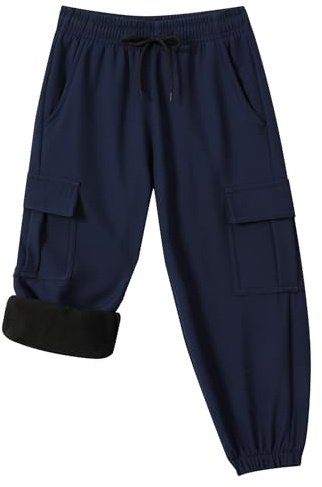 Toddler Warm Skiing Snow Pants Baby Boys Girls Waterproof Cargo Hiking Pants Kids Fleece Lined Winter Sweatpants Sports Outdoor Joggers with Pockets(SnowLL316-D.Blue-5T)
