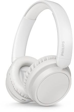 Philips TAH5219WT/00 Leichte On-Ear Wireless Bluetooth Kopfhörer – 65 Std. Akkulaufzeit, natürlicher Klang, klare Anrufe, dynamischer Bass, 2 Std. USB-C-Ladung, Softtasche – Weiß
