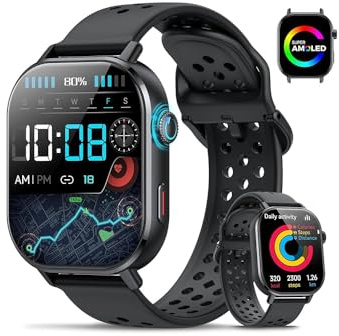 Militär Smartwatch Herren mit GPS, 2.06'' AMOLED Display Smart Watch mit Telefonfunktion, Fitnessuhr für Outdoor, Herzfrequenz, Schlafmonitor, 130+Sportmodi , 5ATM Wasserdicht Sportuhr für Android iOS