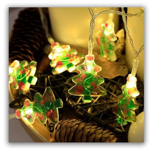 Drawelry Christmas Fairy String Lights Santa Snowman Fairy Lights LED Fairy Lighting for Indoor Outdoor Xmas Wedding Home Garden Holiday Party Decoration (Christmas Tree-USB, 6m 40LEDs)