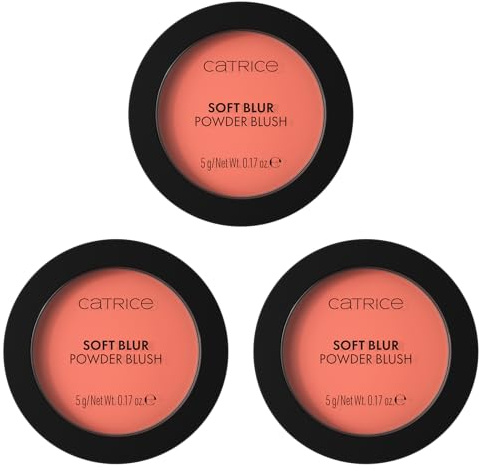 Catrice Soft Blur Powder Blush, Rouge, Nr. 020, Orange, langanhaltend, mattierend, matt, vegan, ohne Parfüm, ohne Alkohol, ohne Parabene, 3er Pack (3x5g)