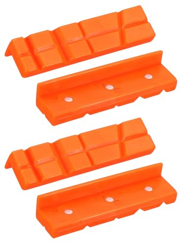 sourcing map 2 Set Vise Jaw Pads 4 Rubber V-Shape Magnetic Vise Soft Jaws Standard Anti-Scratches Vice Covers Tools for DIY Making Woodworking Clamping Plumbing, Orange