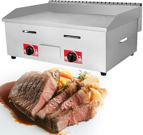 Commercial Stainless Steel Gas Griddle with Rapid Heat and Dual Control for Countertop Cooking