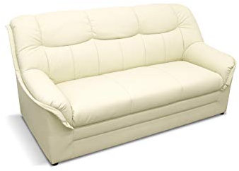 DOMO. collection Collection Berlin Sofa/klassisches 3er Sofa/Zeitlose Garnitur mit weichem Kunstleder/Maße: 178/90/89 cm (B/T/H) / Farbe: beige (weiß), 155113002584