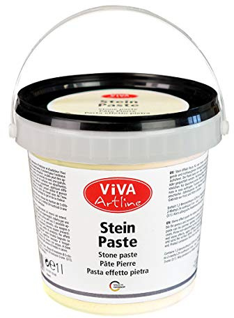 Viva Decor Artline Stein Paste (Farbe Creme, 1 l) Cremige Strukturpaste für Mixed Media-Künstler zum Auftragen mit Pinsel, Spachtel oder Schwamm auf Leinwand, Steinpaste zum Malen - Made in Germany