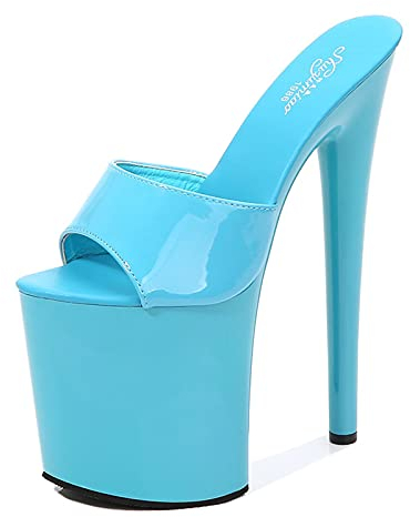 Damen 20CM Stiletto High Heel Plateau Sandalen Party Club Sexy Stripperin Pole Dance High Heels Plus Größe Unisex,Blau,38 EU