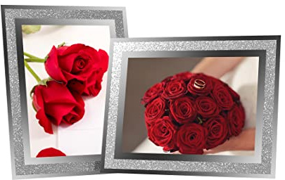 LOKCASA 5x7 Glass Photo Picture Frames,Sparkly Silver Border Frames, 2 Pack for Wedding Family etc. Photos