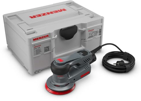 MENZER Levigatrice Rotorbitale ETS 125 5.0 (Levigatura Grossolana e Intermedia) incl. systainer³, 3 Plastrelli, Protezione Multi-Foro, Interface Pad, Dischi Abrasivi