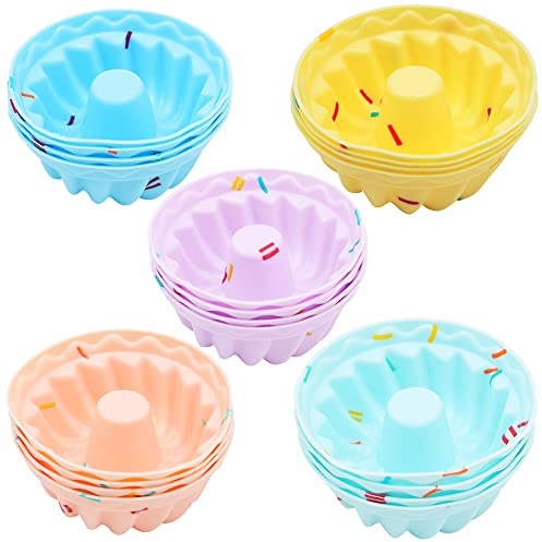 Hsthe Sea Confezione da 20 Ciambelle, riutilizzabili, in Silicone, per Muffin, stampi per Torte, Gelati, budini, Gelatine, Arcobaleno