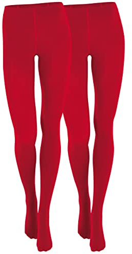 Yenita Set di 2 collant termici da donna con morbido caldo pile interno di colore nero, 2 pezzi, rosso, XL-XXL