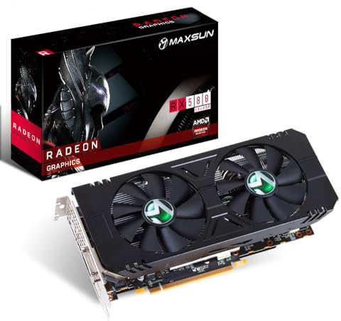 maxsun AMD Radeon RX 580 8GB 2048SP GDDR5 Computer Video Graphics Card GPU for PC Gaming 256-Bit DirectX 12 DVI, HDMI, DisplayPort Multi Monitors Extend (Black)