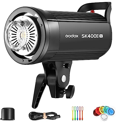 GODOX SK400IIV Monolight Lumiere Continue Professional Studio Flash Strobe Light,2.4G Wireless X System,5600±200K,Bowens Mount LED Modeling Lamp for Studio,Commerce Phototgraphy(SK400II Upgraded)