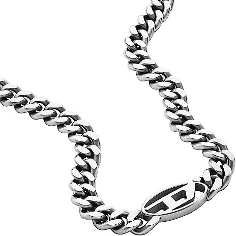 Diesel Collana da uomo in acciaio inossidabile, lunghezza: 450 mm+50 mm, larghezza: 32 mm, altezza: 15,5 mm, DX1433040
