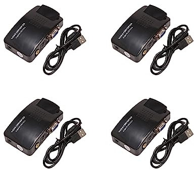 reamhome Lot de 4 adaptateurs AV vers VGA RCA VGA Convertisseur PC RCA Composite S-Vidéo AV Entrée vers PC VGA LCD Sortie Convertisseur Switch Box