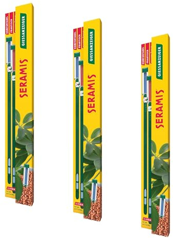 Seramis Gießanzeiger groß, 26 cm – 2er Set Pflanzen Gießmelder, Wasserbedarf-Anzeige für Pflanzen in Tongranulat und Erde, in Grün (Packung mit 3)