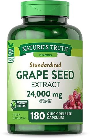 Nature's Truth Grape Seed Extract | 180 Capsules | Standardized Supplement | Non-GMO & Gluten Free Formula