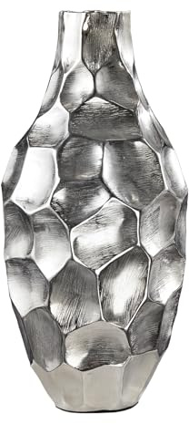 Riess Ambiente Elegante Vase Organic Orient 45cm Silber Hammerschlag Design, dekorative Vase für Dein Wohnzimmer, Trockenblumenvase, Dekovase, Deko