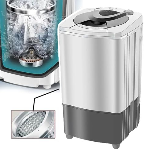 WhAeoy Asciugatrice Portatile, Asciugatrice Centrifuga, Cilindro Interno in Acciaio Inossidabile + Luce Blu + Risparmio Energetico + Funzionamento Conveniente, per Vestiti da Campeggio,A