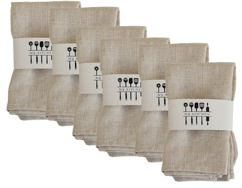 Uixxducc 6er Set Stoffservietten aus Leinen, Servietten 40x40 cm, Tischdekoration Servietten, Leinenservietten Wiederverwendbare für Weihnachten Abendessen Cafe Restaurant (Beige)