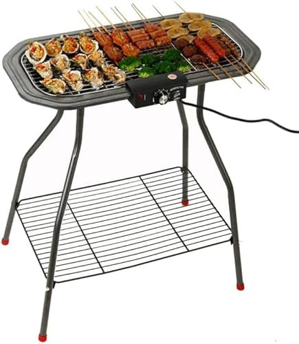 Parrilla eléctrica y parrilla de carbón 2 en 1 / Parrilla para barbacoa de 2200 W con indicador de temperatura ajustable/Portátil y fácil de limpiar/Ideal para interiores, exteriores y jardines,