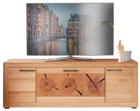 Wohnzimmer Fernsehschrank Lowboard 178cm, Kernbuche massiv geölt, montiert
