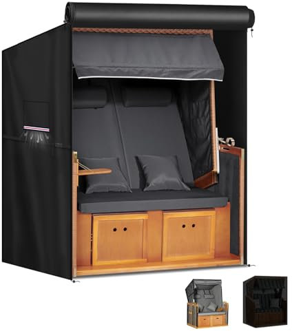 LAMUNI Housse Chaise Jardin Exterieur Housses de Chaise de Plage Imperméable Housse de Protection pour Chaise de Plage, 420D Tissu Oxford Bache de Protection pour Cabine de Plage, 135x105x175/140cm