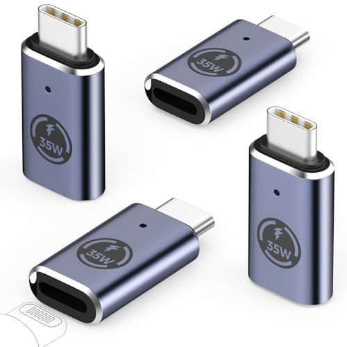 MoKo Lightning Female to USB C Male Adapter 4 Pack, NOT for Headphone, Lightning USB C Adaptor for iPhone 17 Air 16 15 Pro Max, Galaxy S24, iPhone to USB C Adapter for Fast Charging, Gray 35W