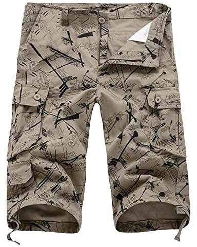 SRZYMJ Kurze Outdoorhose Herren Shorts Herren Reißverschlusstaschen Kurze Arbeitshose Stretch Übergröße Badehose 4XL Jogginghose Sommer Herren Chino Hose Radhose Kurz Grey Stützstrumpfhose M