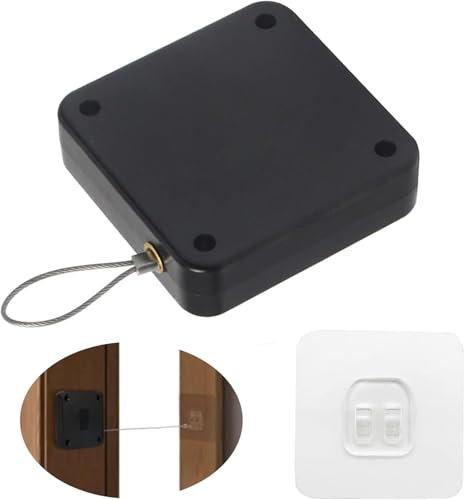 Itian Cierre de Puertas Automático,Cierra Puertas Automático Door Closer,Cierrapuertas Con Sensor Cierrapuertas Adhesivo con Cordón, Cierre de Puertas Automático Para la Mayoría de Las Puertas (Negro)