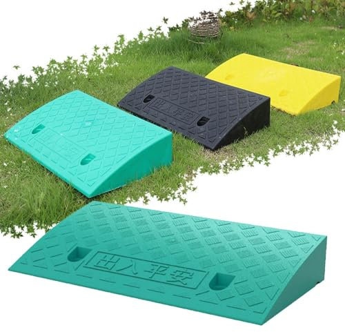 ZYXQQJ Bordsteinrampe Gummi 8cm 10cm 12cm Hohe Schwellenrampe Leichte Bordsteinrampe Für Roller Straßentür Autos Anhänger LKW Fahrräder(Green,50x27x8cm)