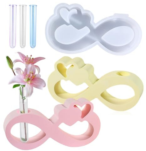 Koonafy Vase Resin Form Hydroponische Pflanzen Epoxidharz formen Blumenvasen Vermehrungsstation Silikonform mit 3 Reagenzgläse für Hydroponik Pflanzen Stecklinge Garten Tischdeko Deko (Ewige Liebe)