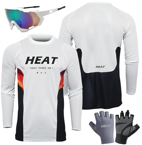 HEATPOWEOK Downhill Jersey herr cykelkläder cykling/motocross kläder mountainbike skjorta MTB BMX, herr långärmad MTB jersey motocross t-shirt | MX MTB, fukttransporterande cykeltröja, Typ-4, M