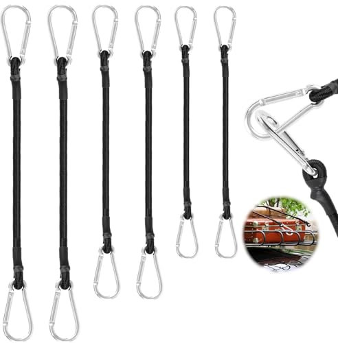 UYUYong 6 Stück Spanngummi mit Karabiner Expander mit Karabinerhaken 60cm 80cm 100cm Gepäckspanner Schwarz Gummispanner Spannseil für Camping Zelt Sonnensegel Fahrradträger Motorrad Auto Kofferraum
