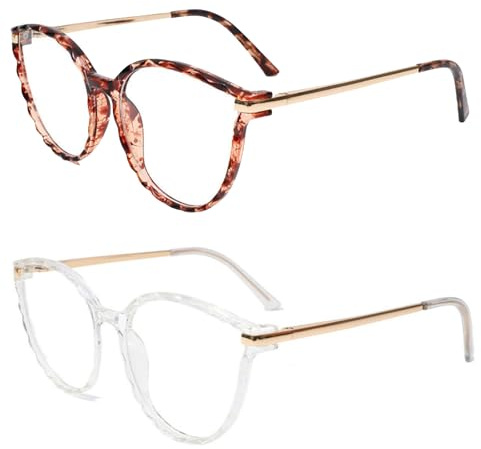 AOOLIA Lunette de Vue Rondes Mode Moderne, Lunettes Anti-Lumière Bleue Monture Surdimensionnées en TR90 Confort pour Femmes, Hommes, Unisexe (Léopard-Blanc)