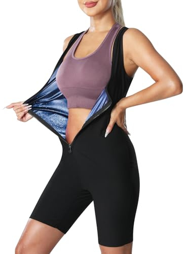 Donason Vêtements de Sudation Femme Amincissante Combinaison Sauna Suit pour Perte de Poids, Costume d'entraînement Femmes Shapewear pour Fitness Gym Yoga Exercice
