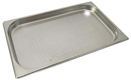 Baki Stainless Steel Gastronorm Container 1/1 Perforated Food Pan 20, 40, 65, 100, and 150 mm Deep (40mm Deep)