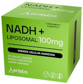 NADH 100mg Liposomal Complemento Alimenticio Líquido Alta Biodisponibilidad | Suplemento Sabor Naranja | NADH Liposomal Puro 100mg | NADH+ Máxima Absorción | Solución Oral 30 Viales 25ml
