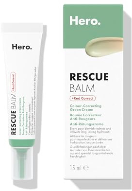 Hero Cosmetics Rescue Balm Post-Blemish Recovery Cream & Red Colour Corrector, Reduces Redness and Long-Lasting Hydration to Improve Skin Look, Dermatologist-Tested, Suitable for Sensitive Skin, 15 ml