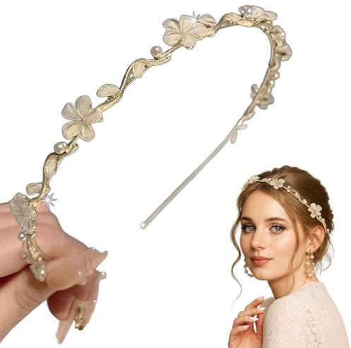 DWFEYOI Haarschmuck Kommunion Mädchen, Haarschmuck Kommunion Mädchen Gold Blumen Haarreif Hochzeit Braut Kopfschmuck Erstkommunion Festlich