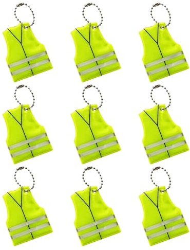 Yonuaret Reflektor Anhänger, Westenform Leuchtet Im Dunkeln Schlüsselanhänger, 9 Stück Wasserdicht Hohe Sichtbarkeit Zubehör Für Halsband Rucksack Fahrradtaschen Jacken Und