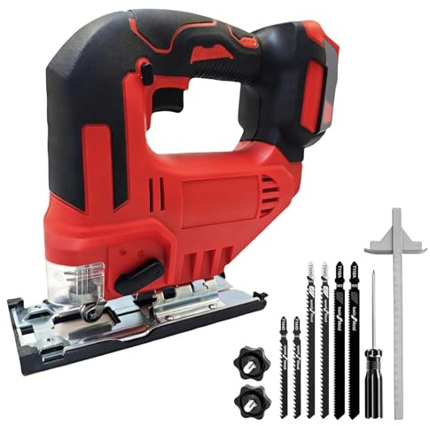 Cordless Jig Saw for Milwaukee Battery, Electric Jigsaw Cut Off Tool with 3 Orbital 45° Beveled Cuts Brushless Jig Saw with 6 Blade, LED Lights for Wood Metal PVC Straight/Curve/Circle Cutting